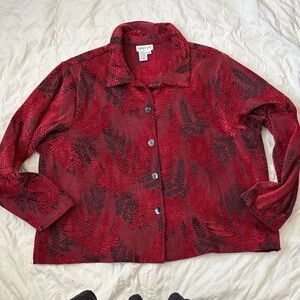 Coldwater Creek Red and Black Patterned Jacket